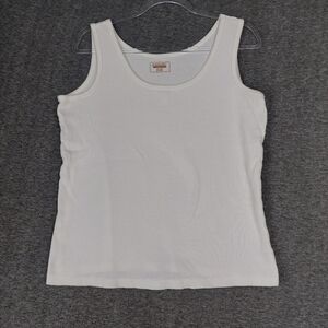 ST. JOHN'S BAY WOMENS WHITE RIBBED CLASSIC TANK 100% COTTON SIZE XL